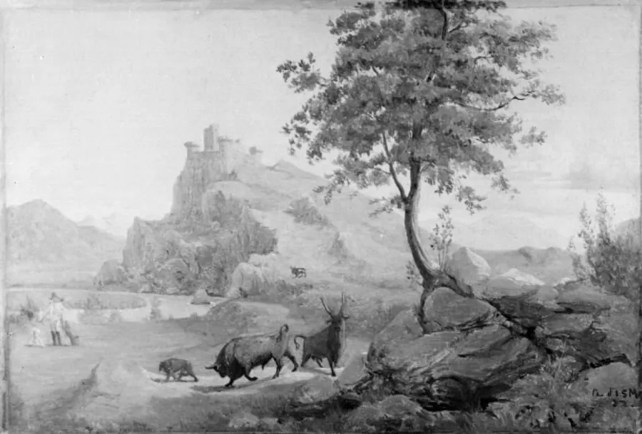 Italiensk landskab by H.W. Bissen
