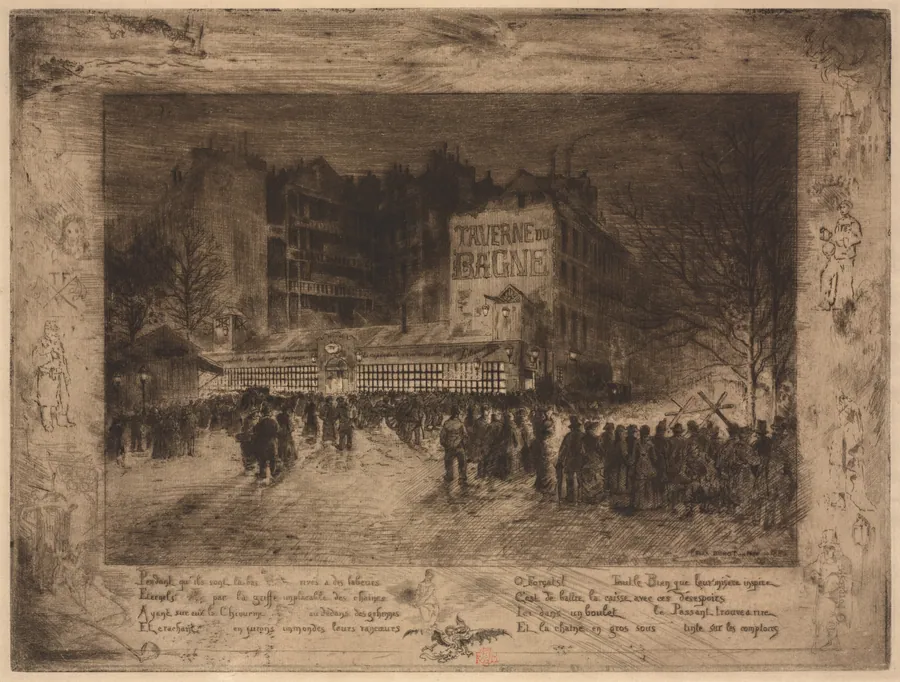 La Place des Martyrs et la Taverne du Bagne by Félix Hilaire Buhot
