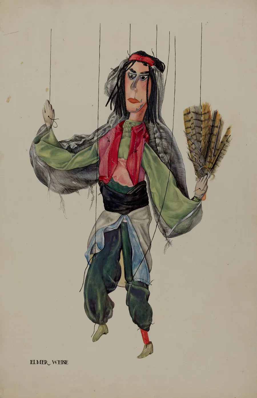 "Fan Dancer" Marionette by Elmer Weise