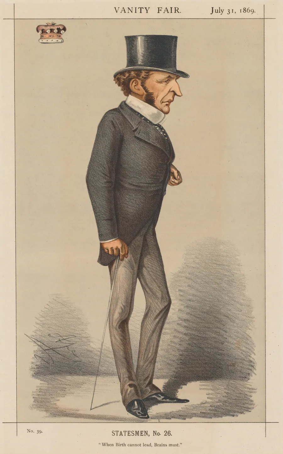 Vanity Fair: Statesman No. 26 "When Birth cannot lead, Brains must." by Carlo (Ape) Pellegrini