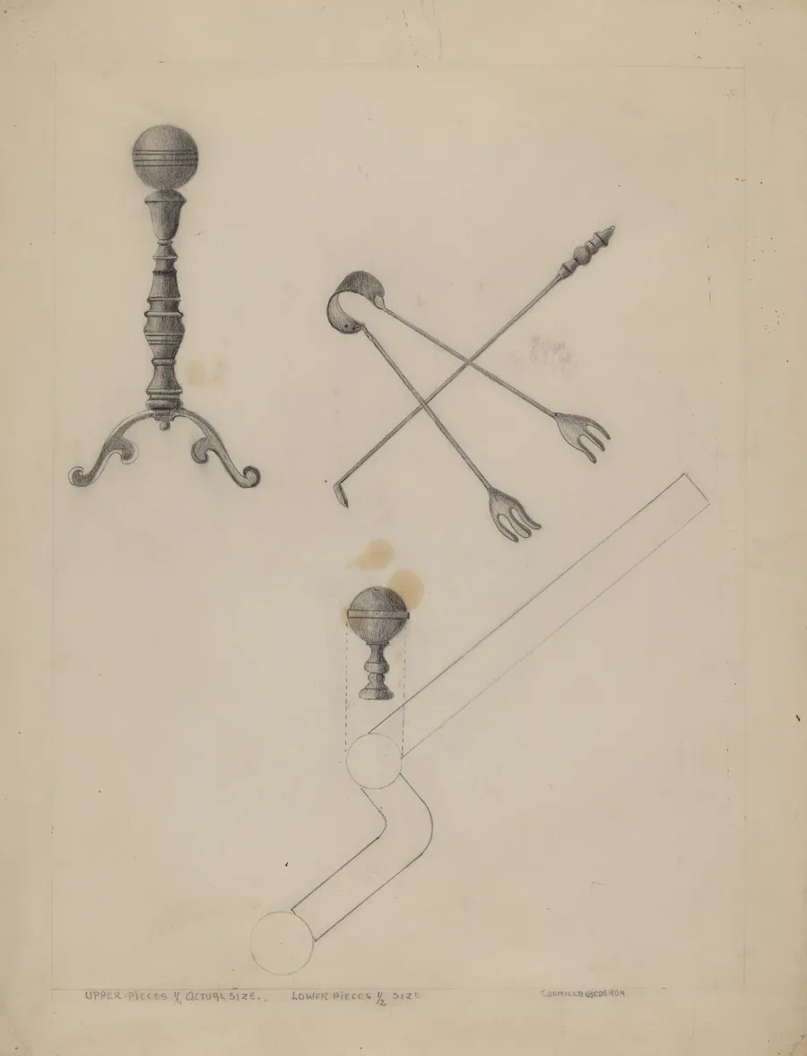 Andiron and Fireplace Set by Ludmilla Calderon