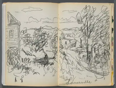 Sketchbook- The Granite Shore Hotel, Rockport, page 110 &111: "Lanesville"