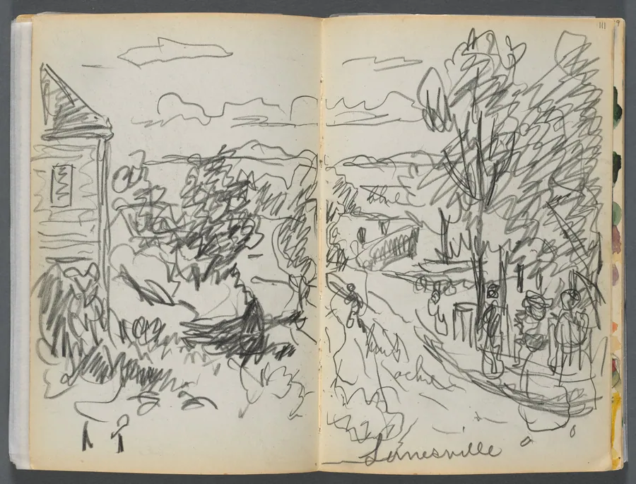 Sketchbook- The Granite Shore Hotel, Rockport, page 110 &111: "Lanesville" by Maurice Prendergast