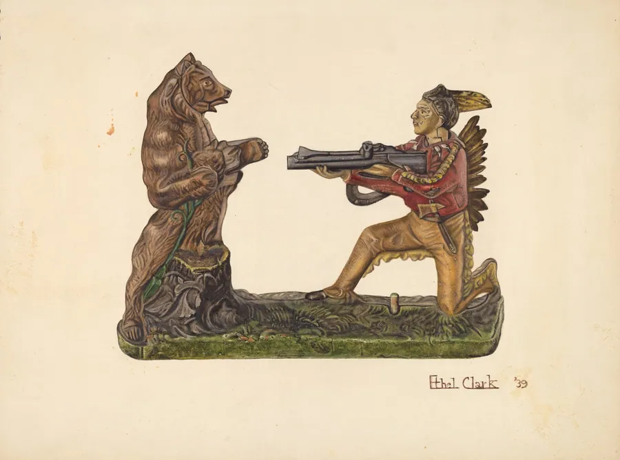 Toy Bank: Bear and Indian by Ethel Clarke