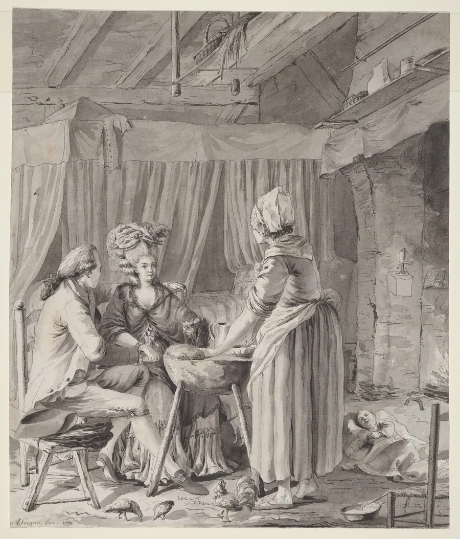 Elegant Couple Lunching in a Country Cottage by Antoine-François Sergent