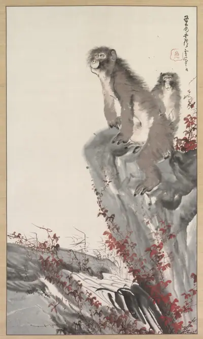 Monkeys by a Stream