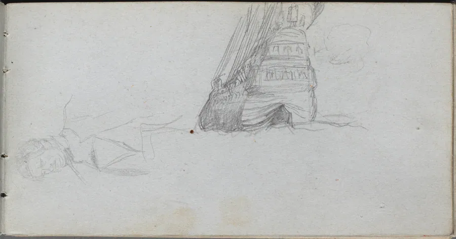 Sketchbook, page 84: Figure Study, Study of a Ship by Ernest Meissonier