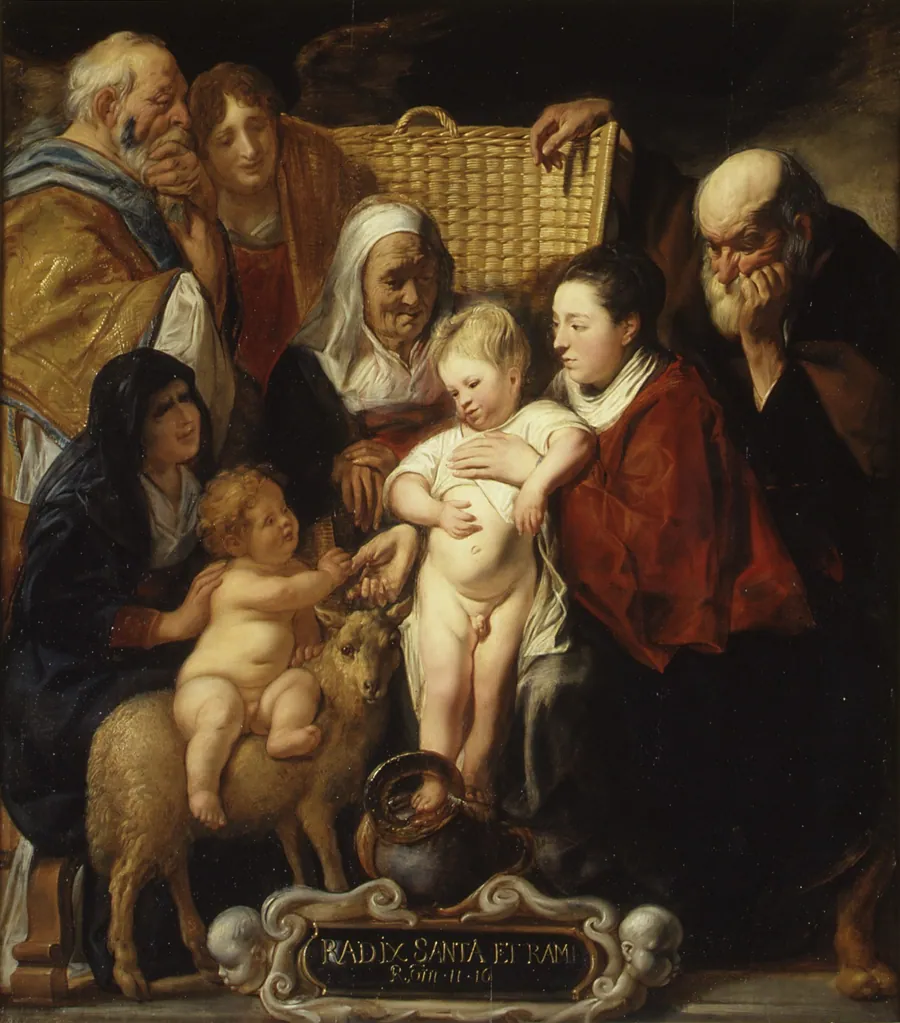 The Holy Family with Saint Anne and the Young Baptist and His Parents by Jacob Jordaens