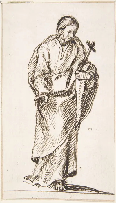 Standing Figure Holding Cross