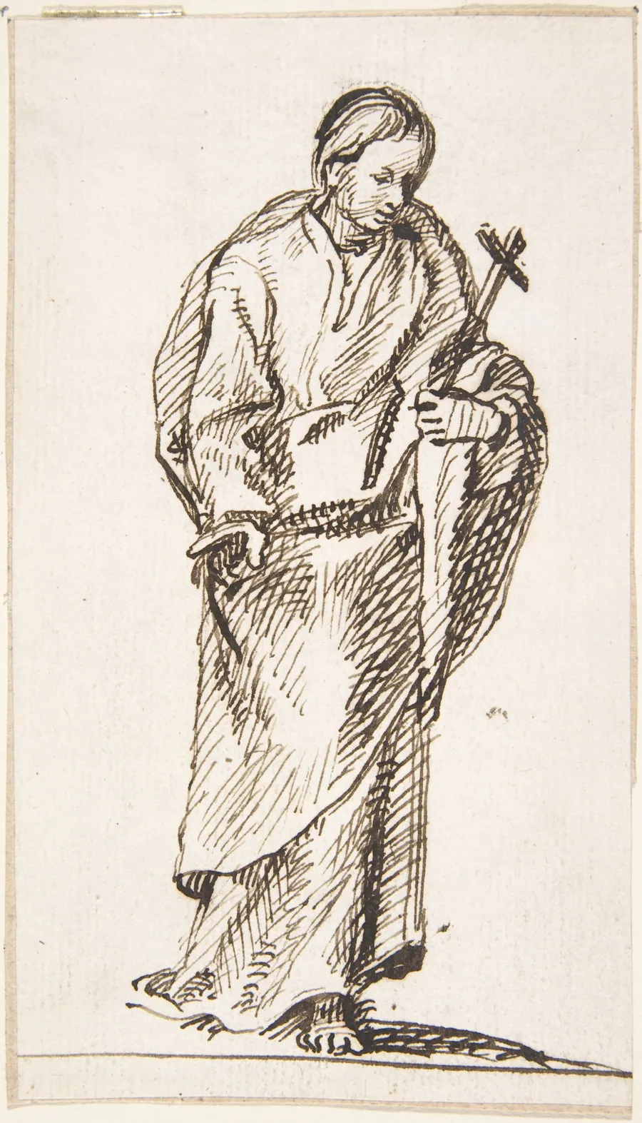 Standing Figure Holding Cross by Pedro  Duque Cornejo