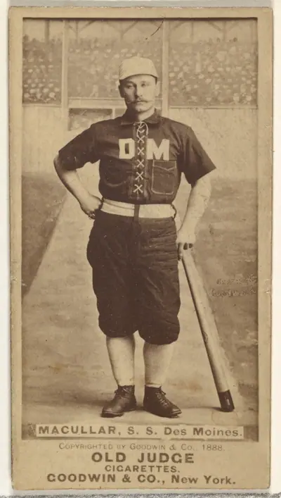 James F. "Jimmy" Macullar, Shortstop, Des Moines Prohibitionists, from the Old Judge series (N172) for Old Judge Cigarettes