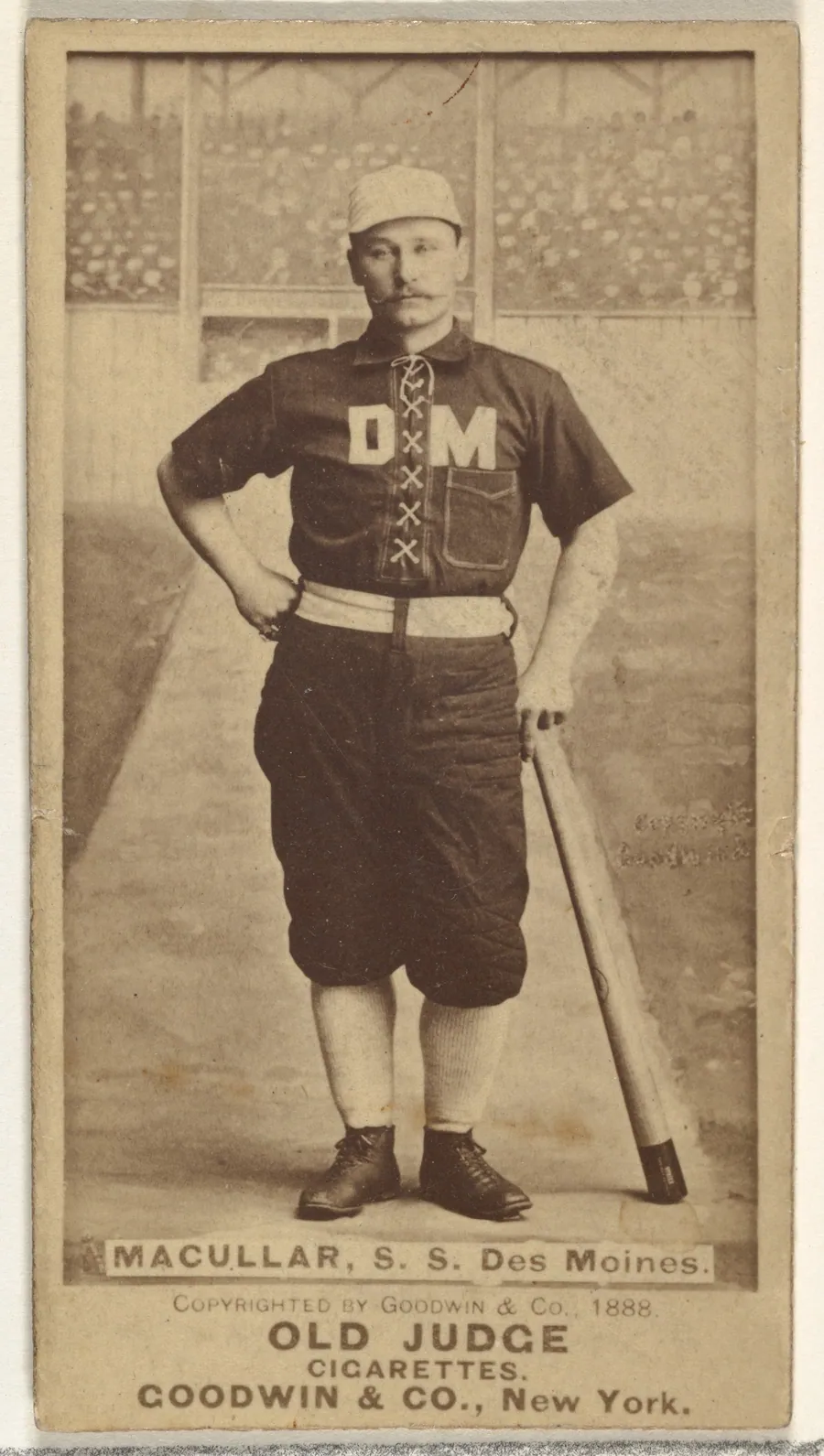 James F. "Jimmy" Macullar, Shortstop, Des Moines Prohibitionists, from the Old Judge series (N172) for Old Judge Cigarettes by Goodwin & Company