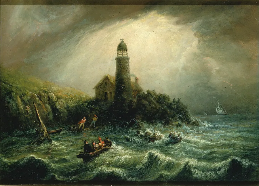 Sea View of Cape Poge Lighthouse by Charles Hubbard, born 1801-died 1876