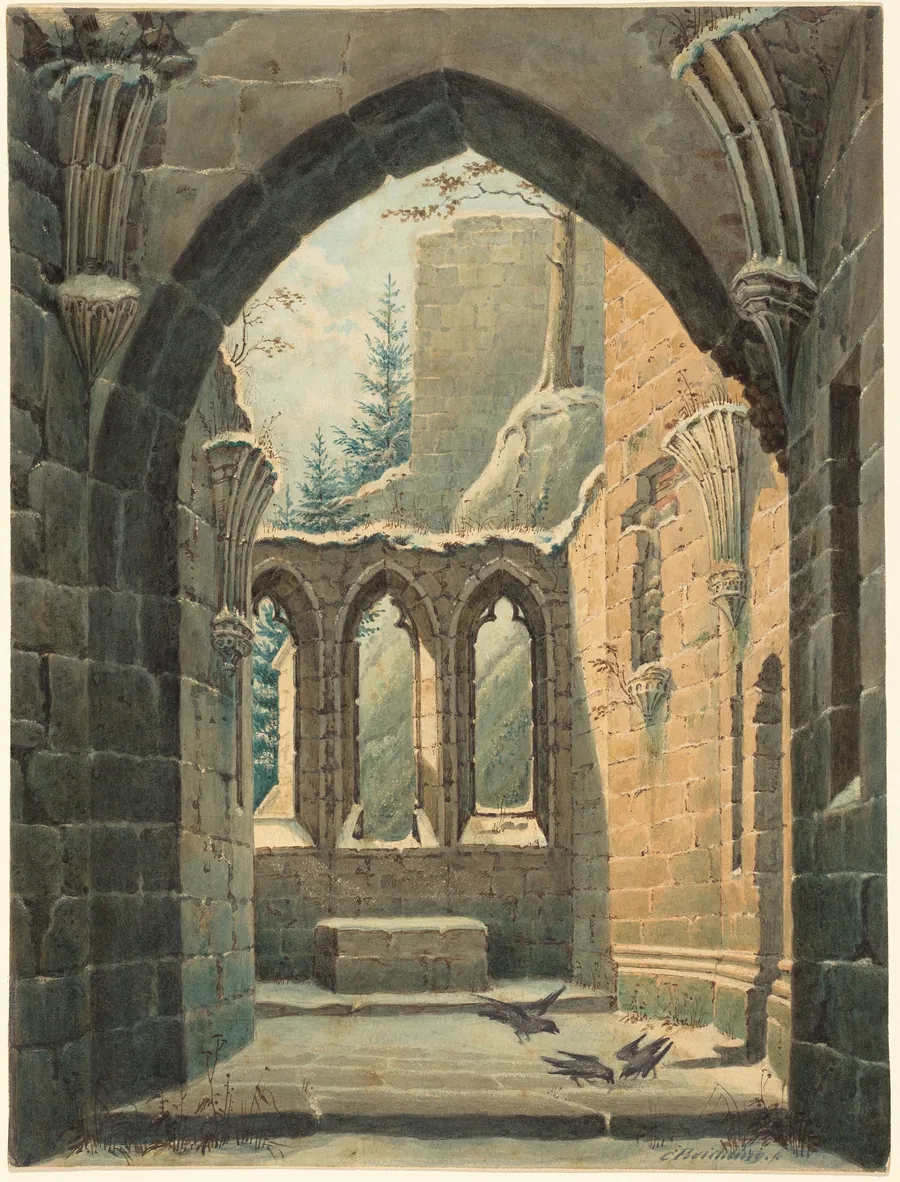 Ruins of the Oybin Monastery in Winter by Karl Heinrich Beichling