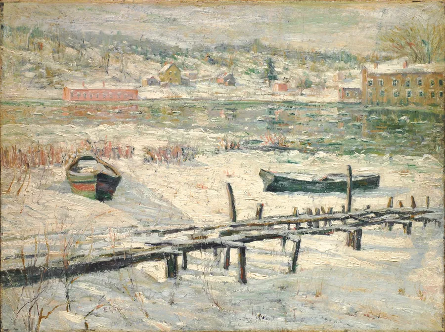 Harlem River in Winter by Ernest Lawson, American, b. Halifax, Nova Scotia 1873–1939
