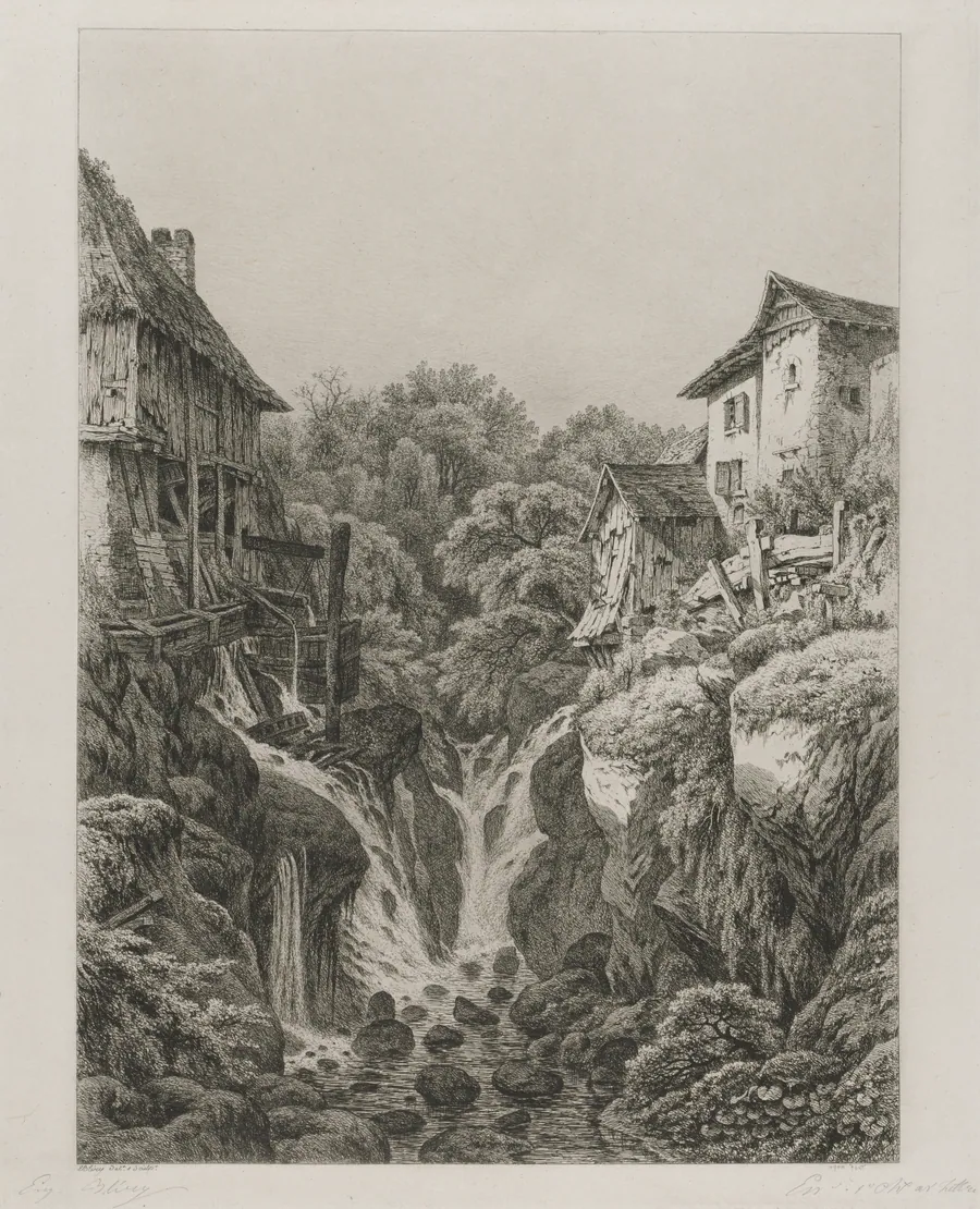 The Mill and Waterfall of Grésy near Aix-les-Bains by Eugene Bléry