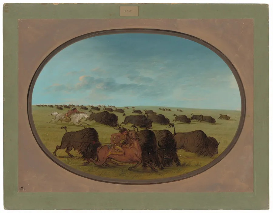 Buffalo Chase, with Accidents by George Catlin