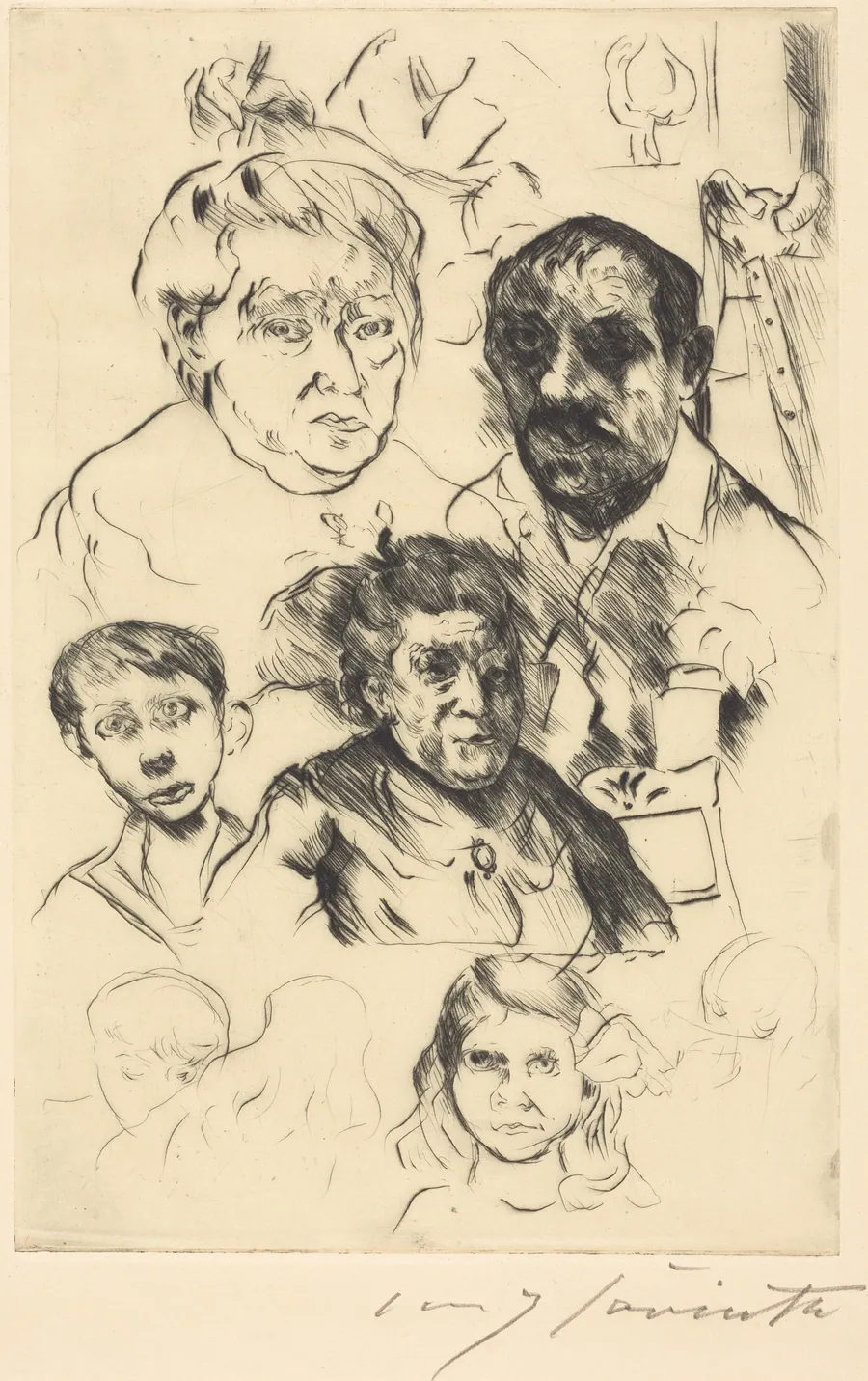 Verschiedene Köpfe und Selbstbildnis (Assorted Heads and Self-Portrait) by Lovis Corinth