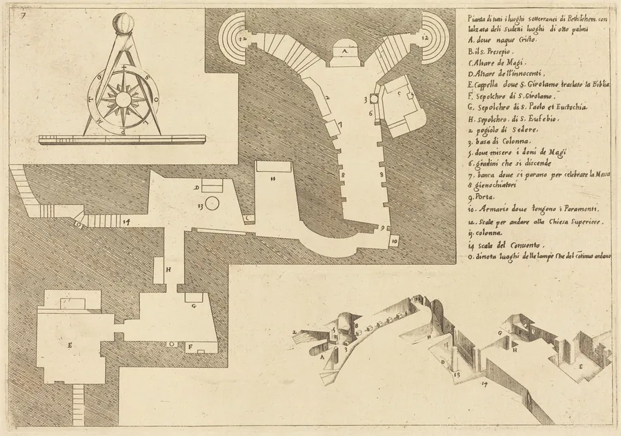 Plan of All the Important Places in Bethlehem by Jacques Callot