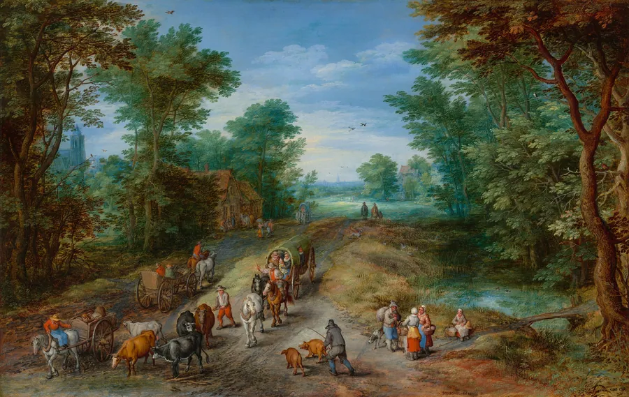 Wooded Landscape with Travelers by Jan Brueghel the Elder