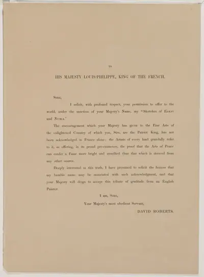 Egypt and Nubia, Volume I: Dedication Page