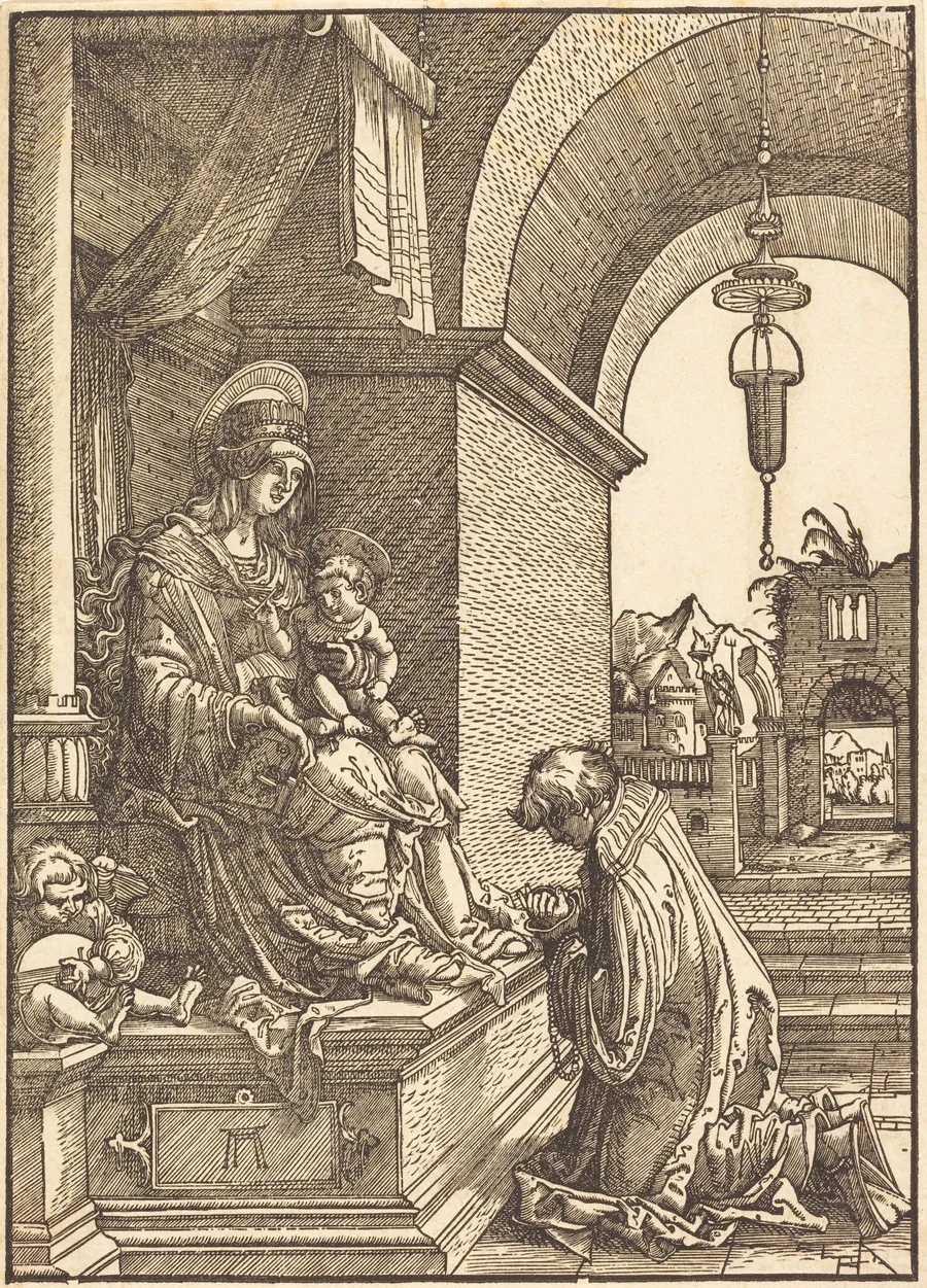 A Cleric Kneeling before the Virgin and the Christ Child by Albrecht Altdorfer