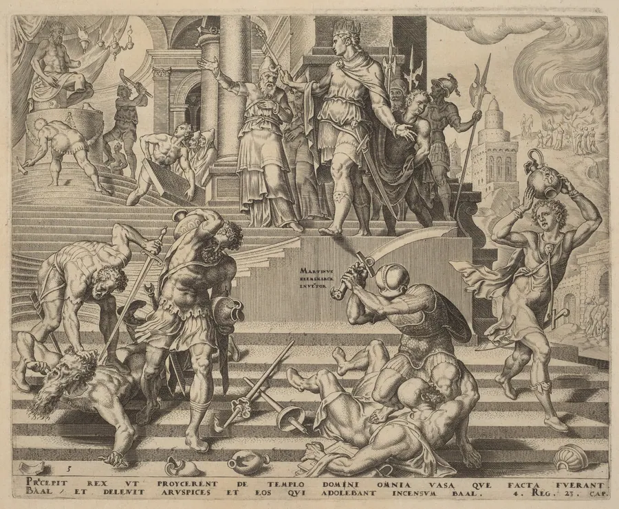 The Destruction of the Temple of Baal and the Slaughter of His Priests by Philip Galle