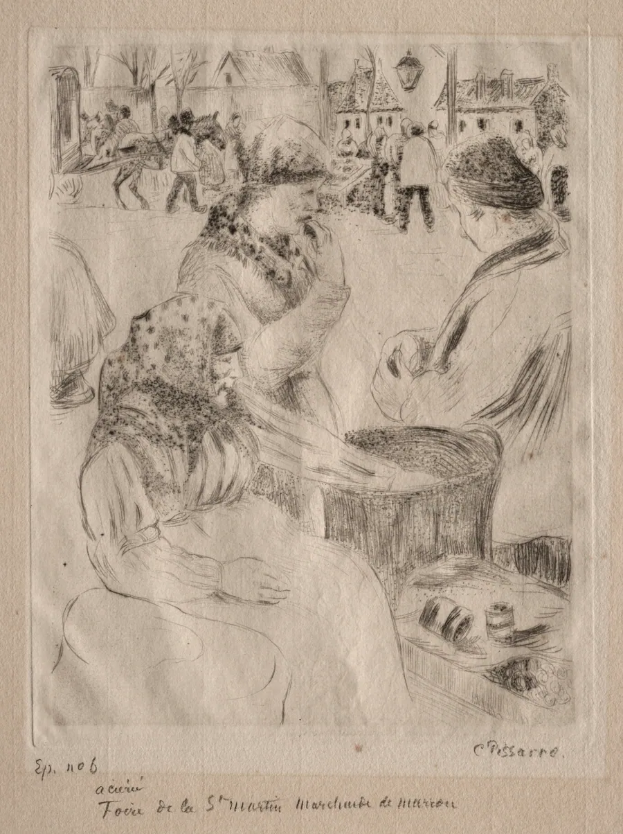 Chestnut Vendor, St. Martin's Day Fair (Pontoise) by Camille Pissarro