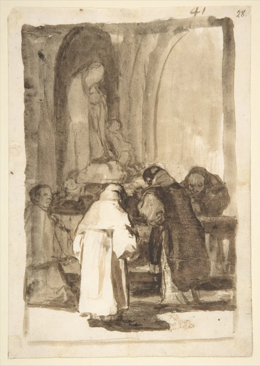 Figures inside a church; page 41 from the 'Images of Spain' Album (F) by Goya (Francisco de Goya y Lucientes)