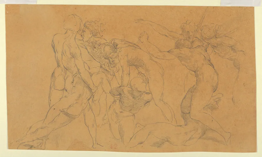 Battle Scene with a Prisoner Being Bound, after Raphael by Eugène Delacroix