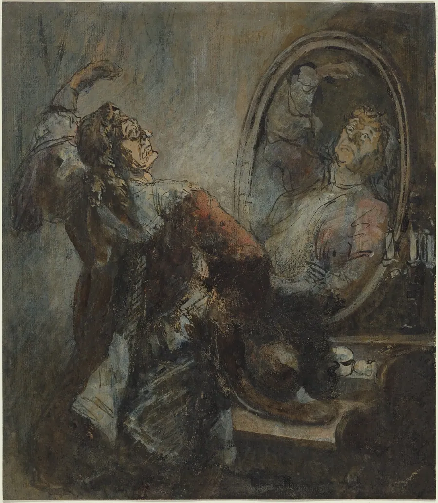 Actor Posing in Front of a Mirror by Honoré Daumier