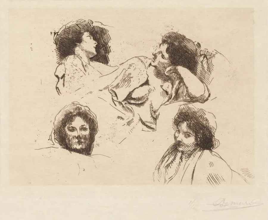 Four Heads of Women: Study for “The Happy Island” (Quatre têtes de Femmes: Étude pour “L’Ile Heureuse”) by Albert Besnard