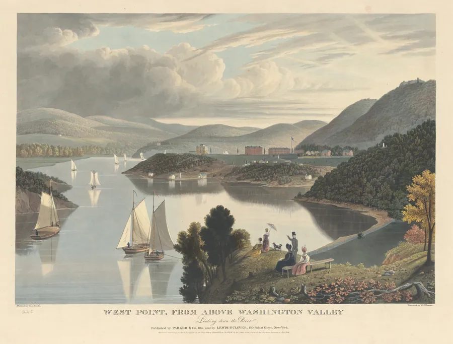 West Point, from above Washington Valley: Looking down the River by William James Bennett