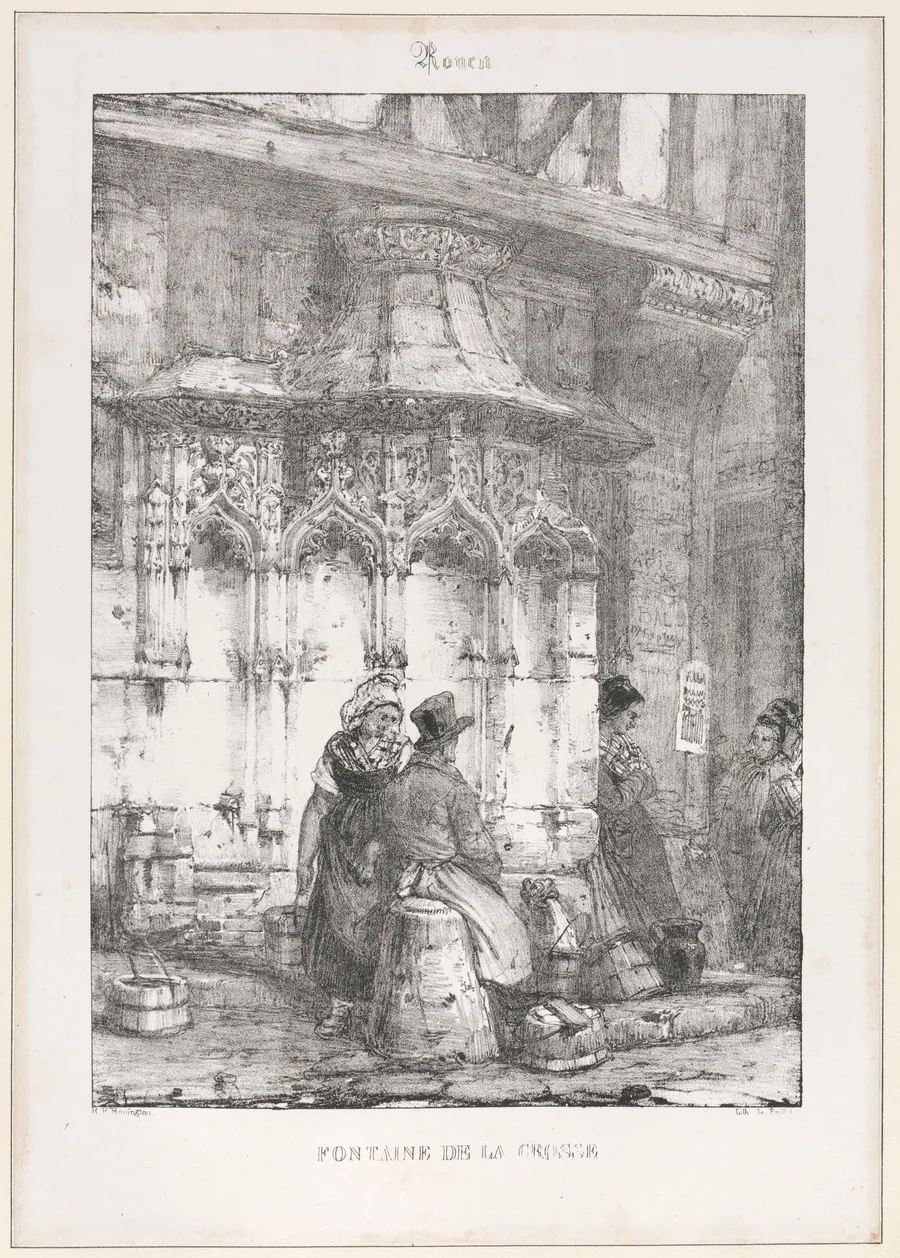 Architectural Remains and Fragments: Rouen - Fontaine de la Crosse by Richard Parkes Bonington