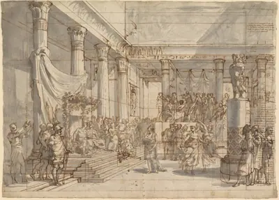 Timotheus Playing the Lyre before Alexander and Thaïs in the Hall of the Palace at Persepolis