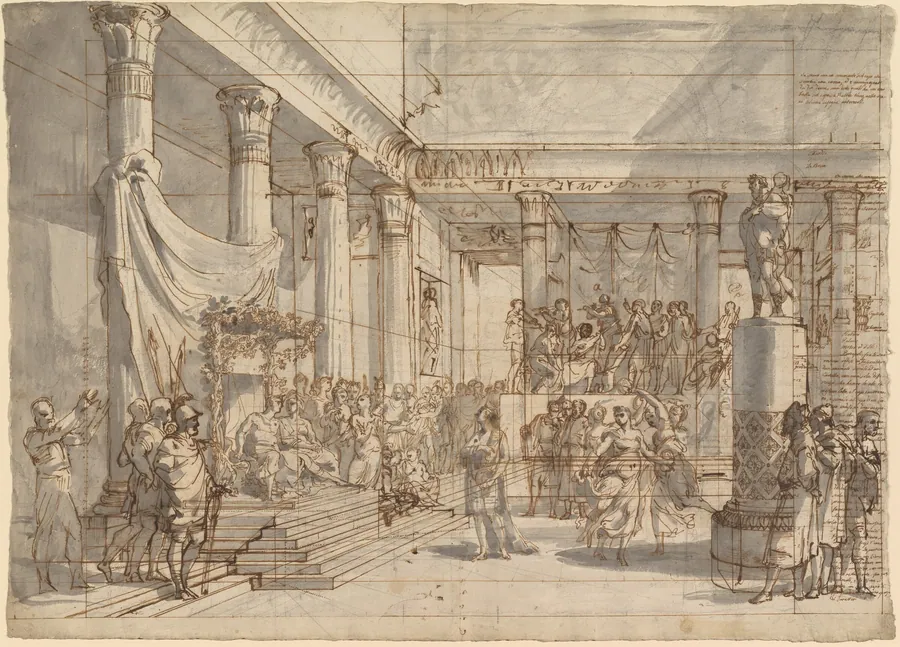 Timotheus Playing the Lyre before Alexander and Thaïs in the Hall of the Palace at Persepolis by Pietro Fancelli