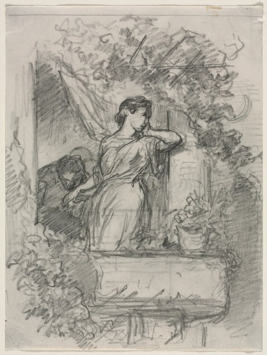 On the Balcony by Célestin François Nanteuil