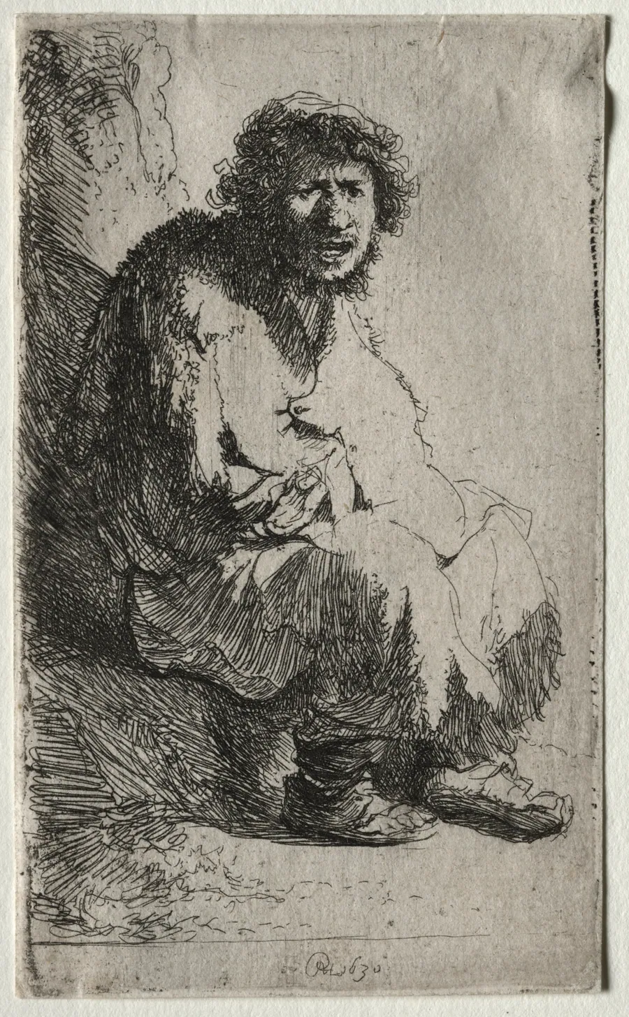 Beggar Seated on a Bank by Rembrandt van Rijn