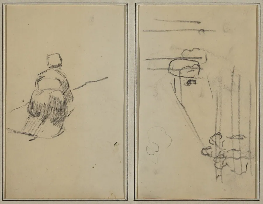 A Breton Woman Walking; Sketch with Stairs [verso] by Paul Gauguin