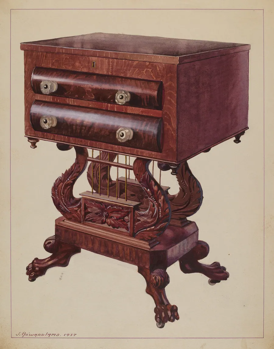 Table - Double Lyre Base by J. Howard Iams