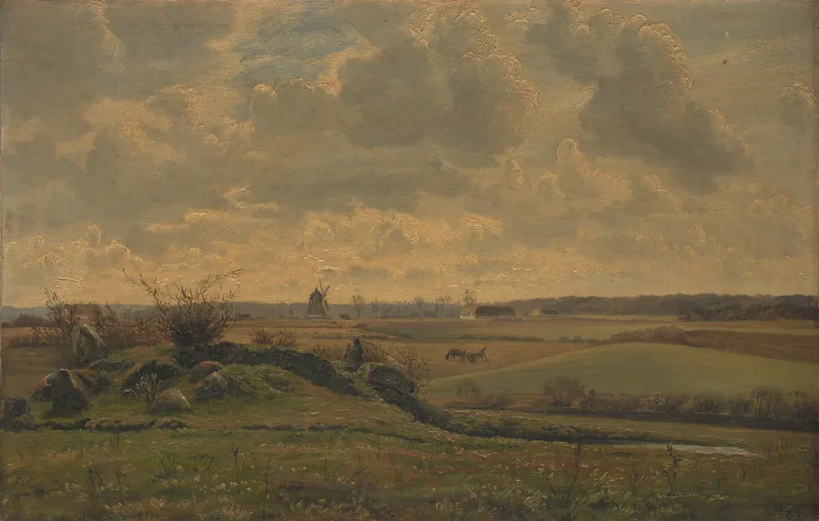 Landskab ved Gyrstinge by Louise Ravn-Hansen