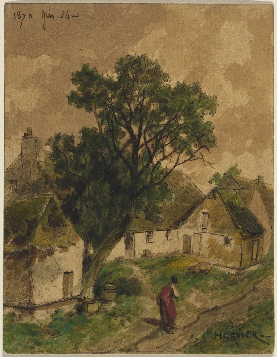 Farmyard by Adolphe Hervier