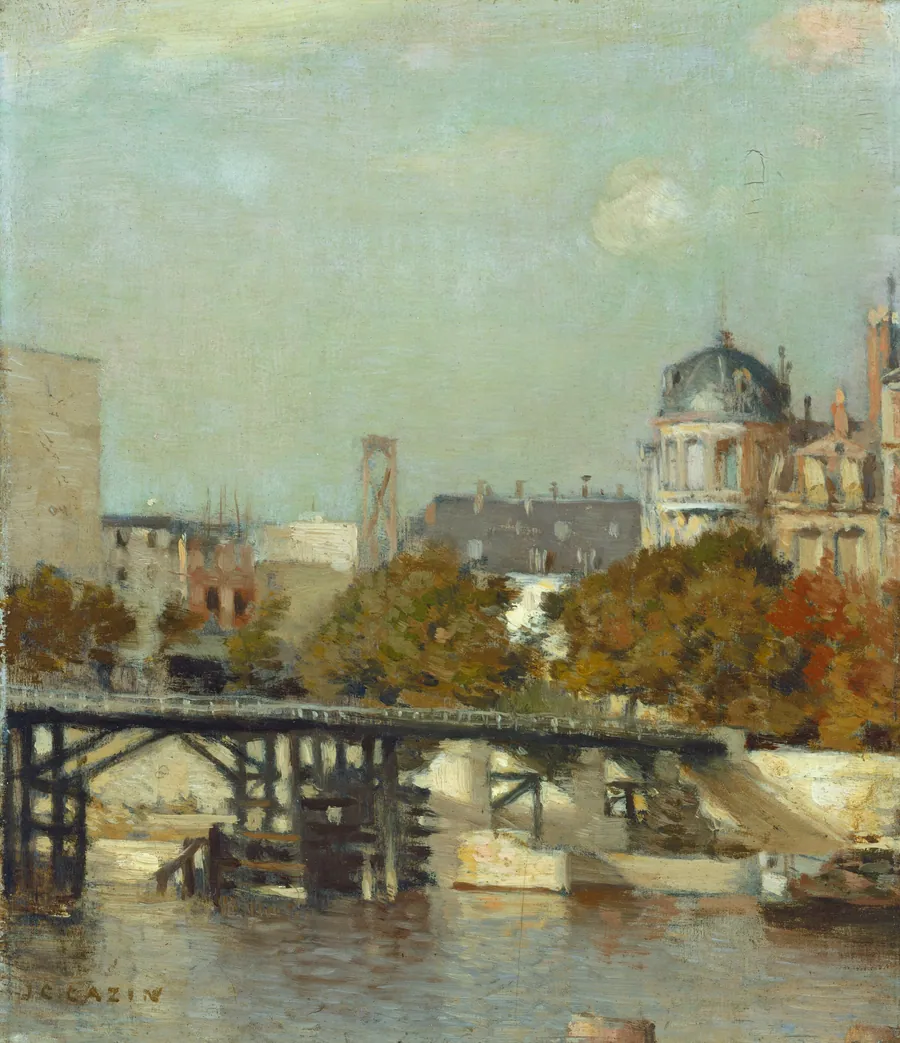 Paris Scene with Bridge by Jean-Charles Cazin