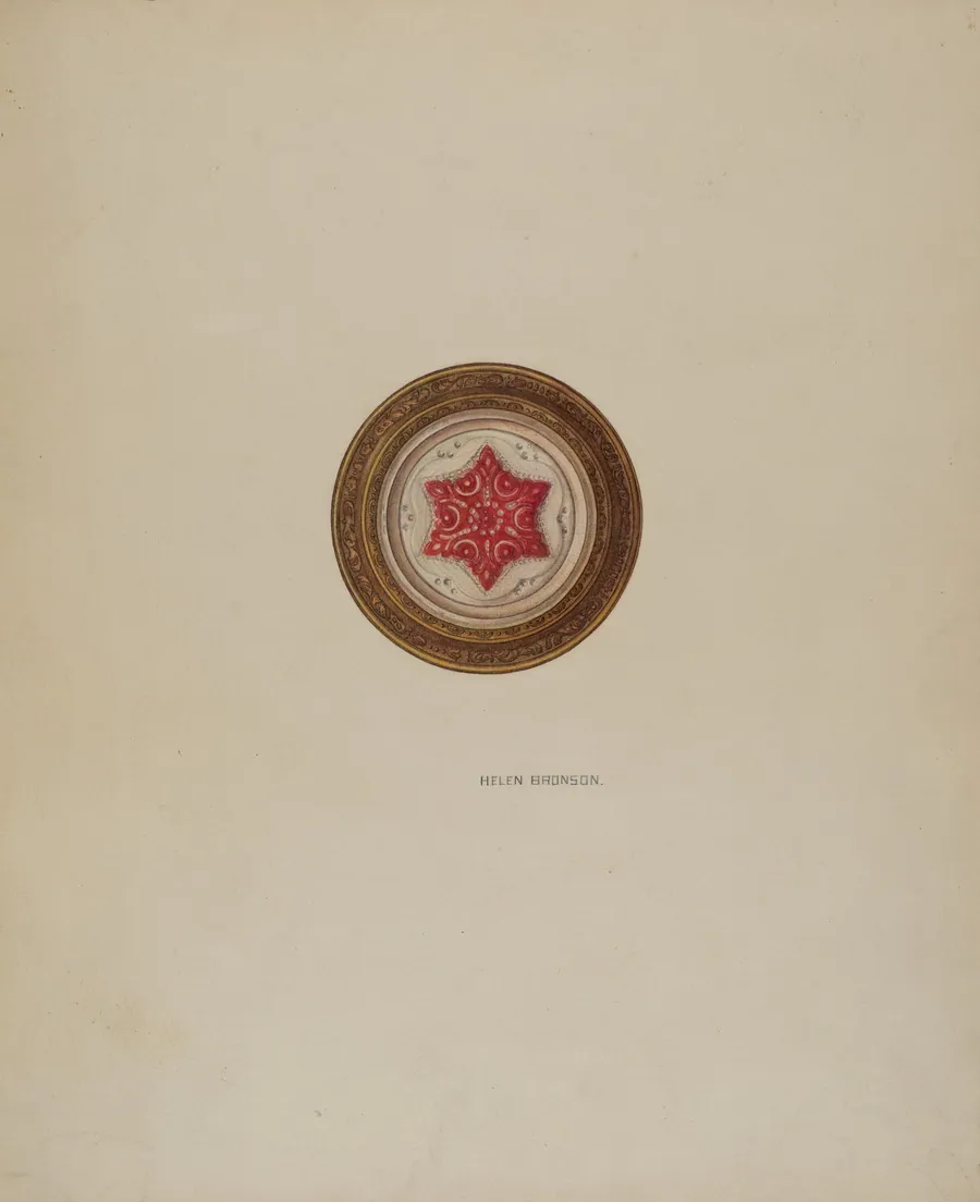 Mirror Support - Red Six Point Star by Helen Bronson