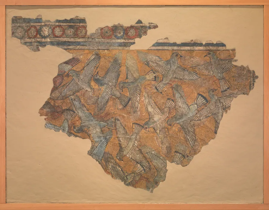 Ceiling Fragment Depicting Pigeons in Flight