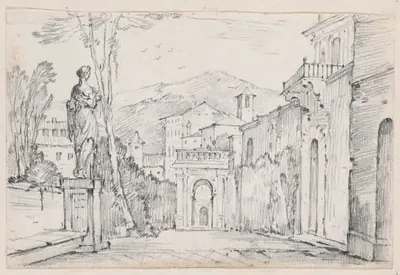 A Roman Street with Monte Cavo in the Distance
