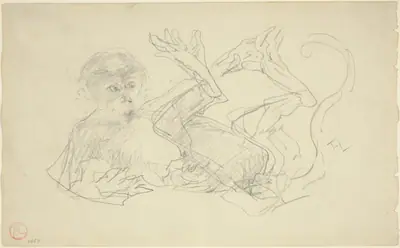 A Monkey Playing on His Back