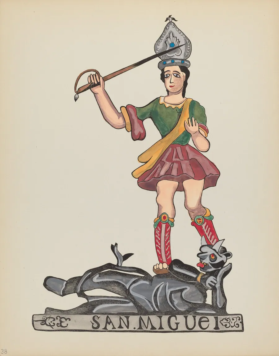 Plate 38: Saint Michael: From Portfolio "Spanish Colonial Designs of New Mexico" by American 20th Century