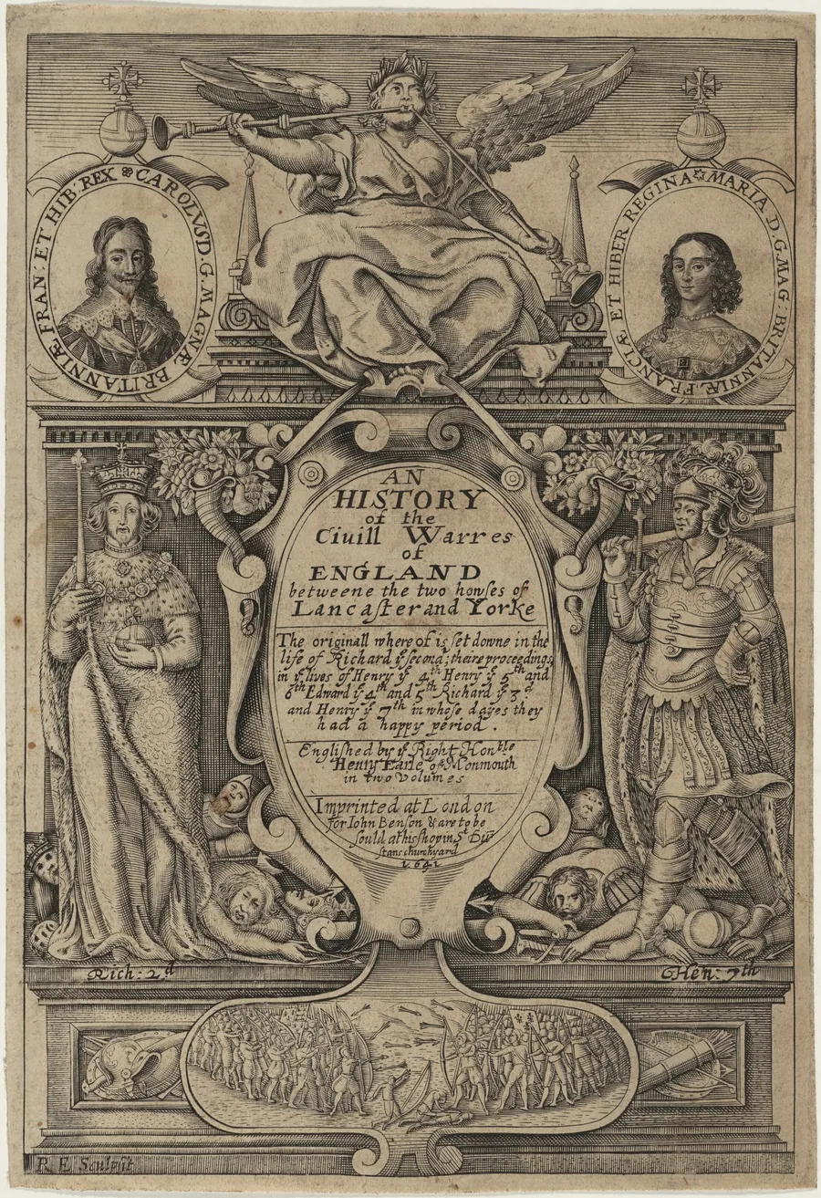 Title page, An History of the Civill Warres of England by Renold Elstrack