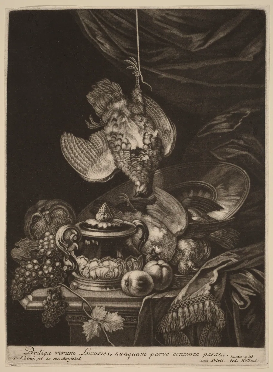 Still Life with a Hanging Partridge by Pieter Schenck I